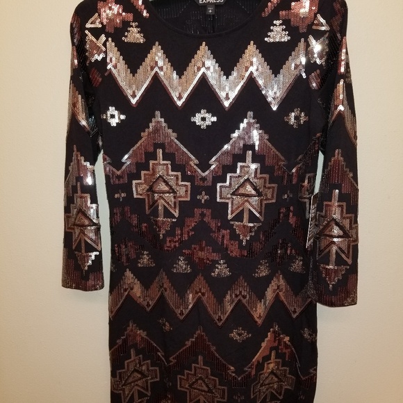 Express NWT shimmer dress Gold and Silver - Picture 2 of 7